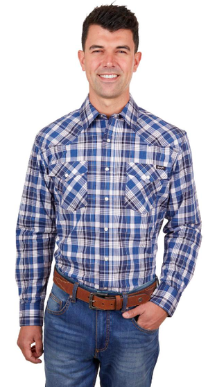 Wrangler Men's Nigel Long Sleeve Shirt - Navy/Blue