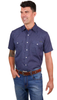 Wrangler Men's Matt Short Sleeve Shirt - Navy/Blue