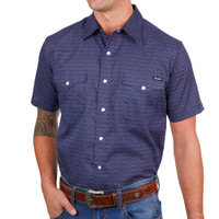 Wrangler Men's Matt Short Sleeve Shirt - Navy/Blue