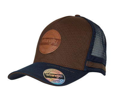 Wrangler Liam High Profile Trucker Cap - Dark Tan/Navy