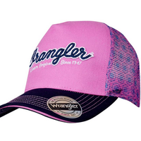 Wrangler High Profile Ponytail Trucker Cap - Pink/Navy