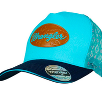 Wrangler Misha High Profile Ponytail Trucker Cap - Aqua/Navy