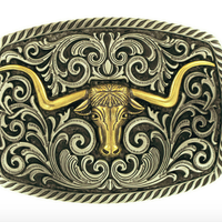 Silver Filgree Longhorn Buckle