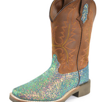 Pure Western Child's Sadie Boot - Blue Glitter/ Brown