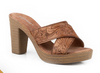 Roper Women's Mika Cross Strap Tooled Leather Shoe