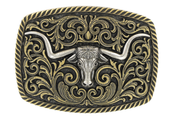 Gold Filigree Longhorn Buckle