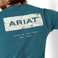 Ariat Men's Stacks Short Sleeve Tee - Cyan Black Heather