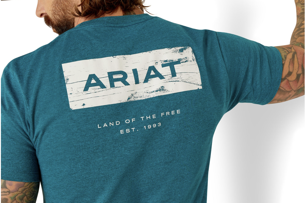 Ariat Men's Stacks Short Sleeve Tee - Cyan Black Heather