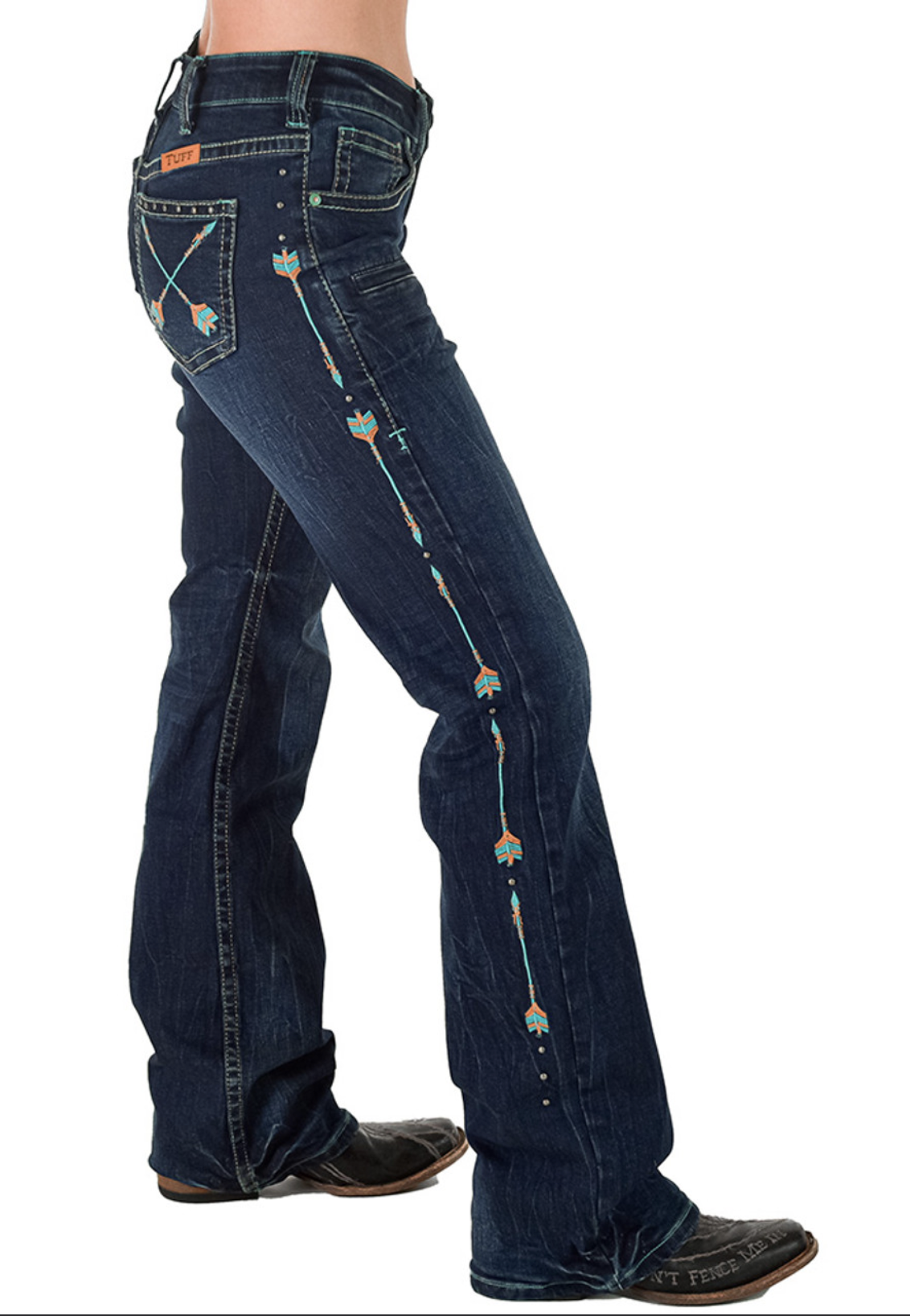 Cowgirl Tuff Jeans - Turquoise Arrows