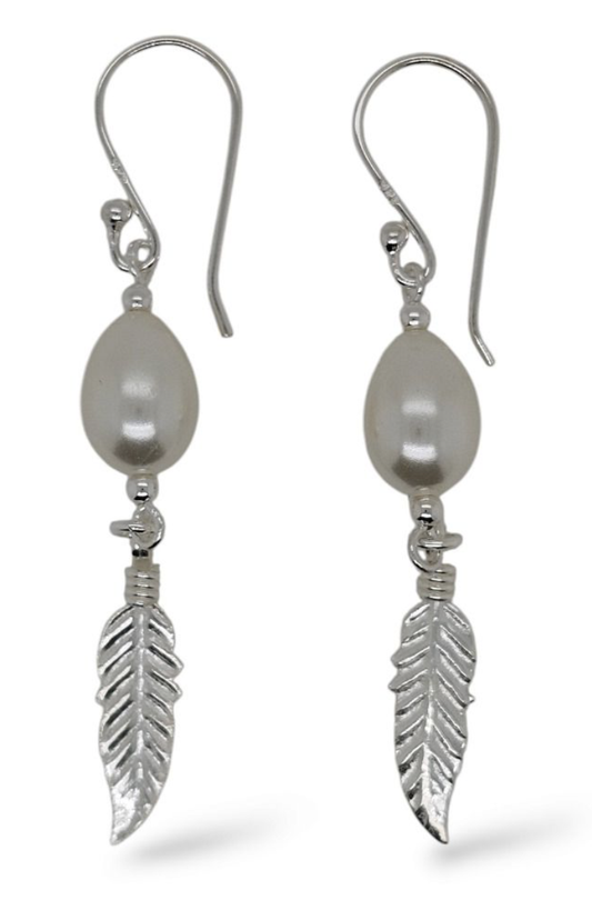 MCJ Pear & Feather Earrings