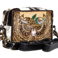 Bloomin' Steer Hand-Tooled Leather Bag