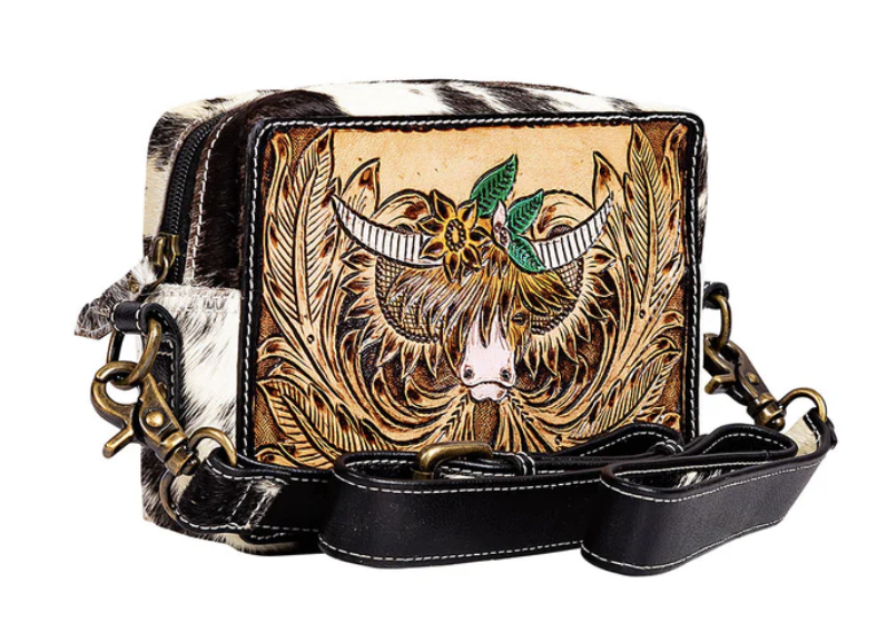 Bloomin' Steer Hand-Tooled Leather Bag