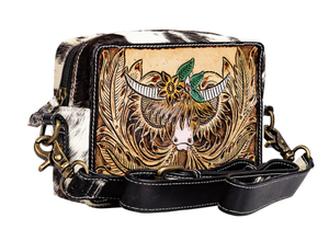 Bloomin' Steer Hand-Tooled Leather Bag
