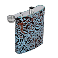 Mountain Trail Flask in Hand-tooled Leather