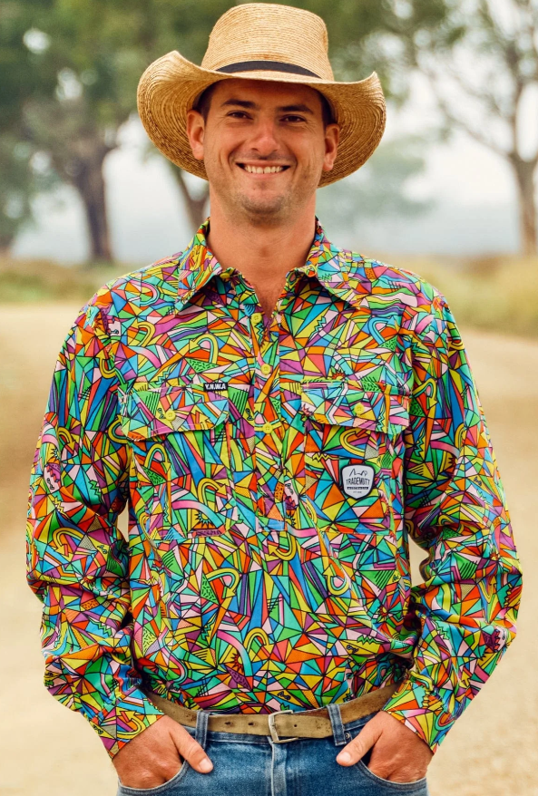 Men's Bonza Half Button Long Sleeve Work Shirt