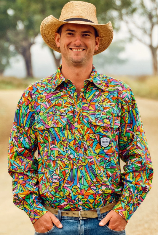 Men's Bonza Half Button Long Sleeve Work Shirt