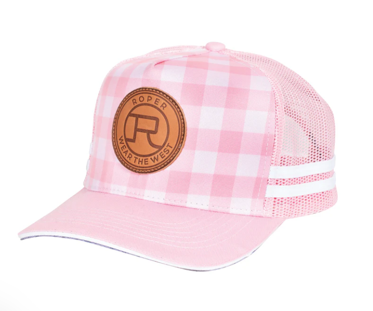 Roper Trucker Cap Mini Plaid Pink/Light Pink