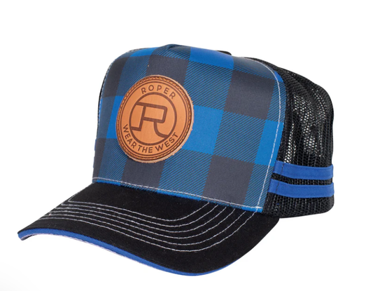 Roper - Trucker Cap Plaid Cobalt/Black