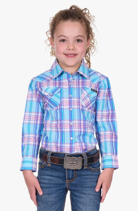 Wrangler - Girls Emily Check Long Sleeve Shirt