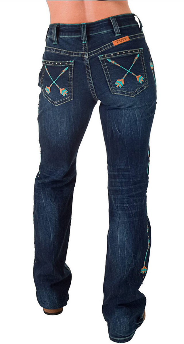 Cowgirl Tuff Jeans - Turquoise Arrows