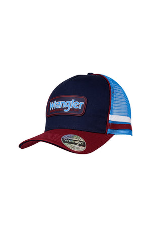 Wrangler Owen High Profile Trucker Cap - Navy/Red