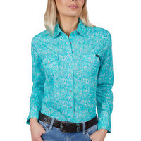 Wrangler Women's Gabby Long Sleeve Shirt - Aqua