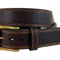 Roper Men's  1.1/2" Pebble Grain Genuine Leather Triple Stitched Belt - Dark Brown