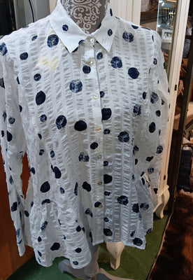 SALE - CORFU White/Navy Spot Long Sleeve