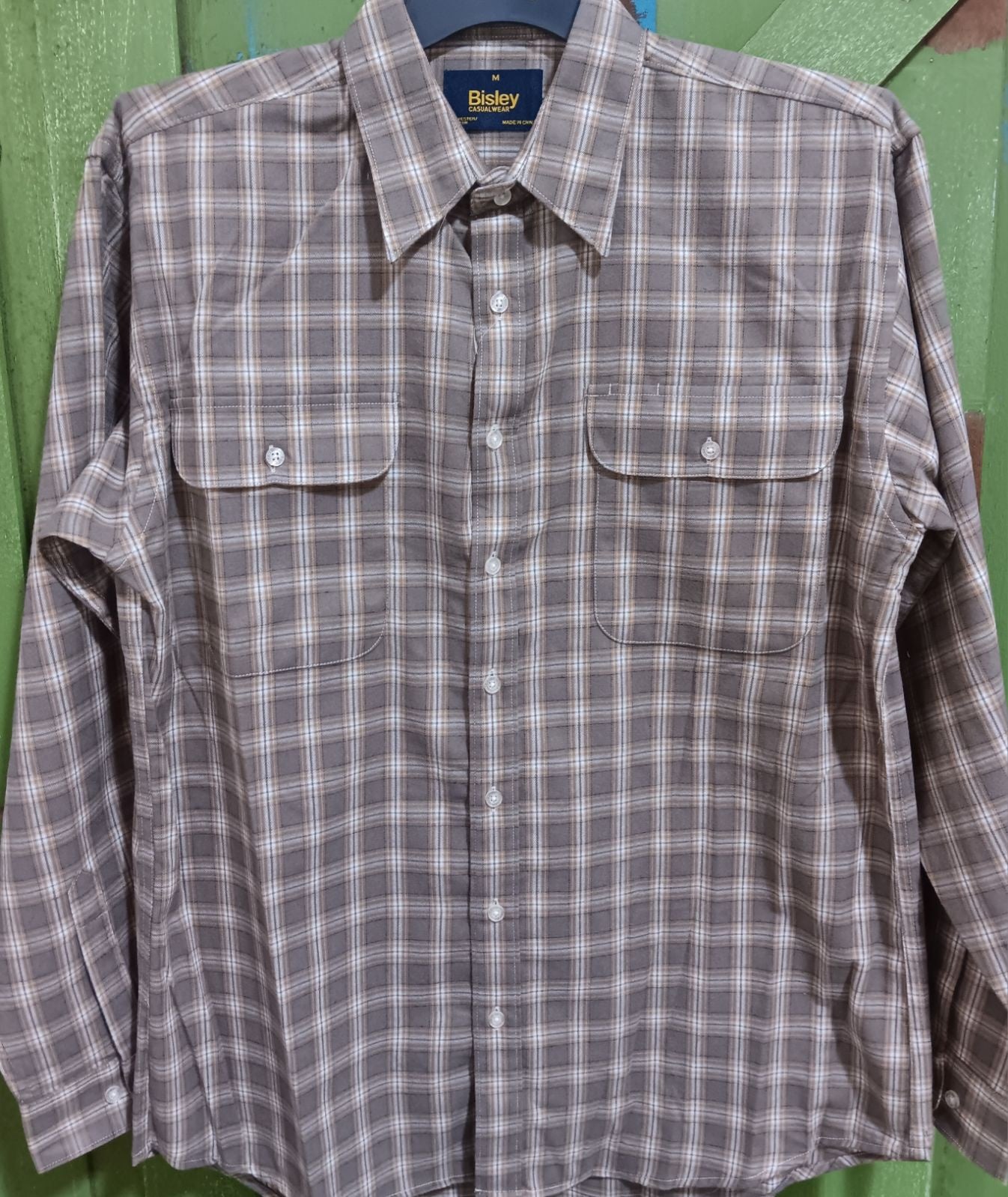 Bisley Shirt Flannelette Med Check  Taupe