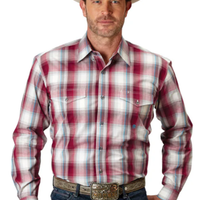 Roper Men's Amarillo Collection Long Sleeve Shirt - Plaid Red