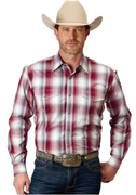 Roper Men's Amarillo Collection Long Sleeve Shirt - Plaid Red