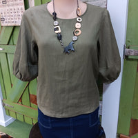 Womens Corfu Summer Linen S/S Shirt - Sage