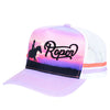 Roper Trucker Cap Western Scene - Purple/White