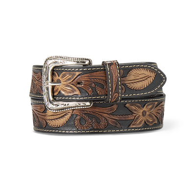 Ariat Men's Hand Tooled Floral Belt - Black