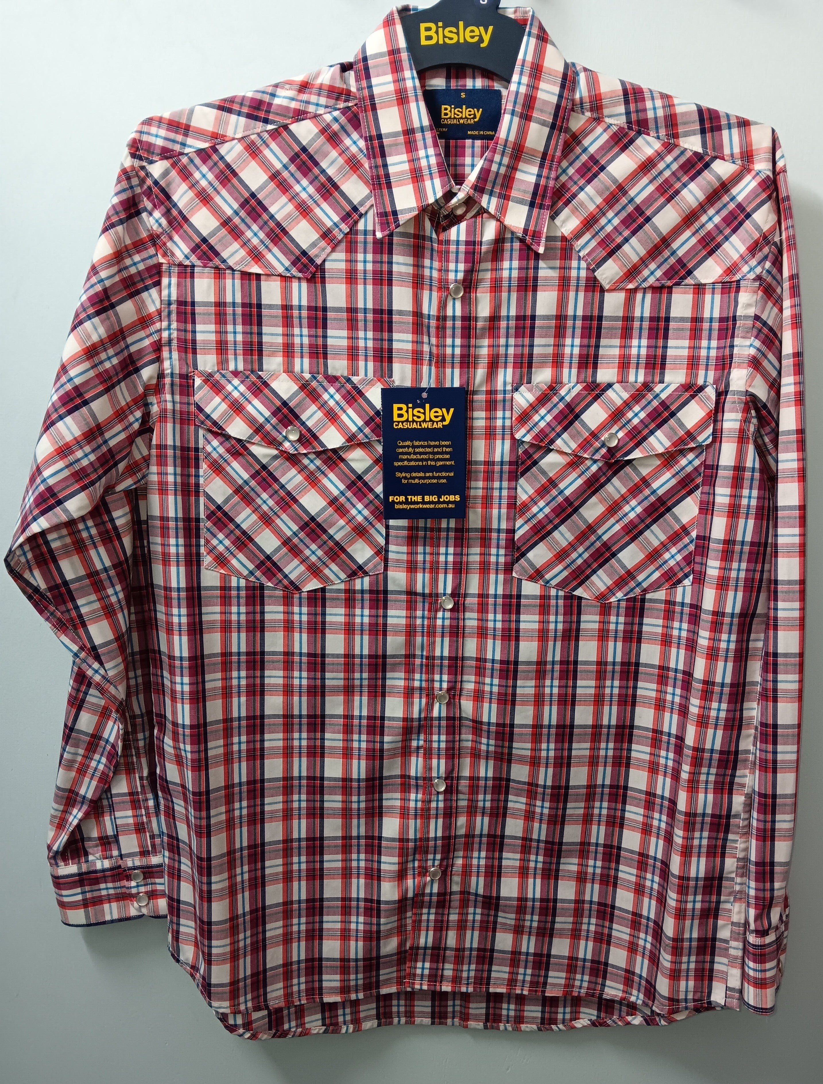Bisley Western Shirt Snap Button - Tomato