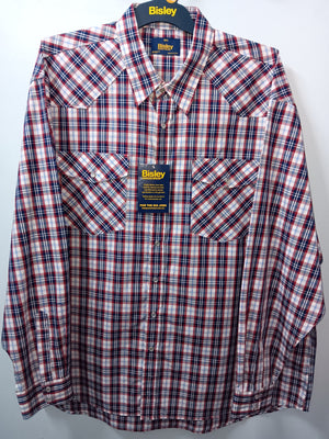 Bisley Men's Snap Check Shirt - Red 3XL