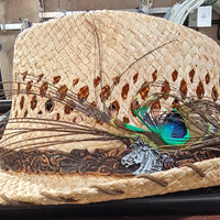 Charlie One Horse Peacock Straw Fedora Hat