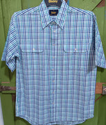 Men's Bisley S/S Check Shirt Seersucker Green