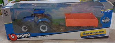 Burago New Holland Tractor with Orange Tralier