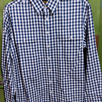 Men's Bisley Cotton Med Check L/S- Navy