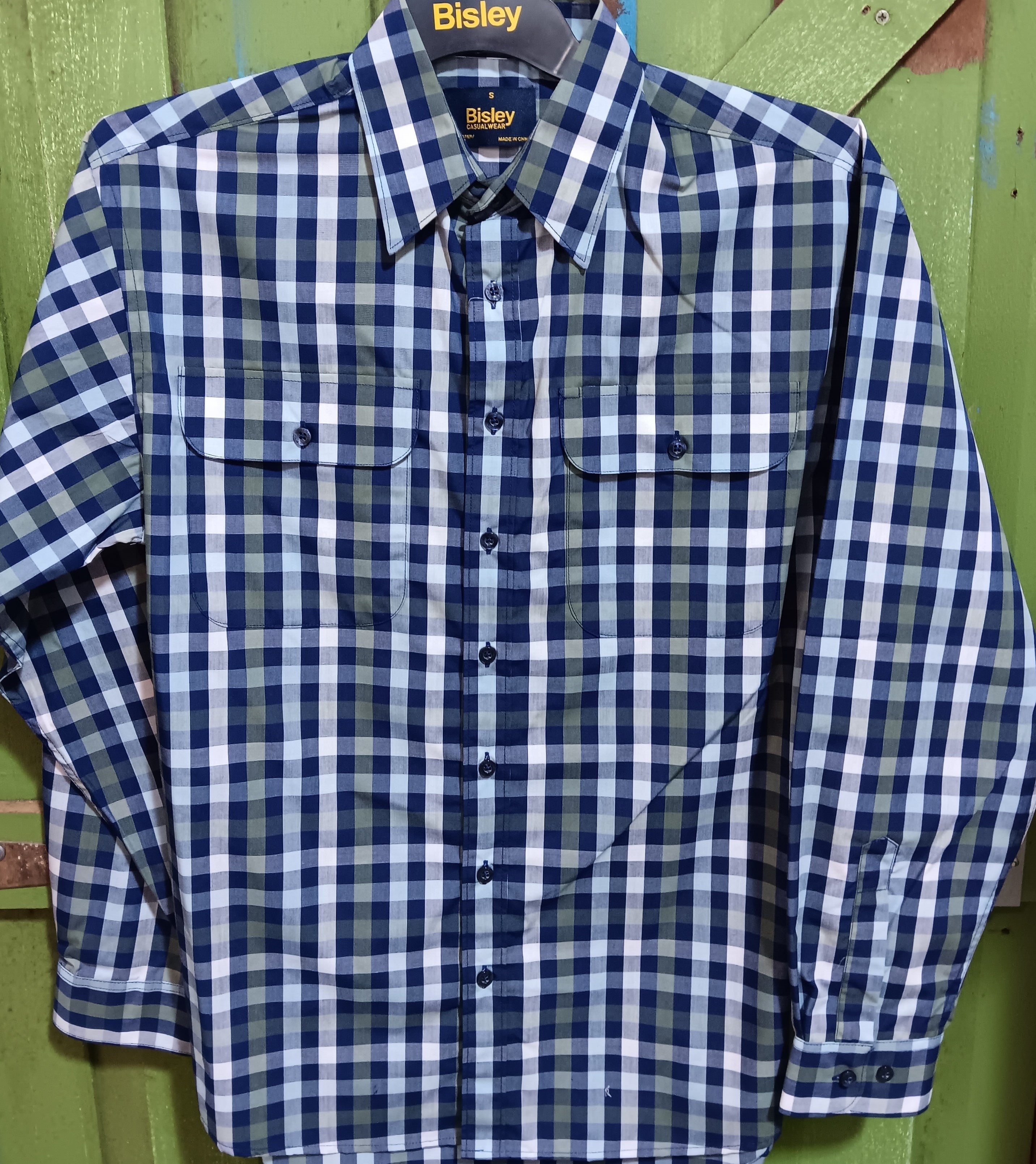 Bisley Long Sleeve Med Check - Navy