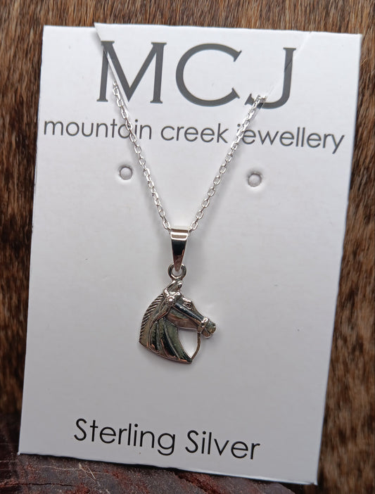 MCJ Sterling Silver Horse Head Pendant Necklace