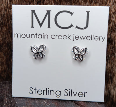 Mountain Creek Sterling Silver & Cubic Zirconia Butterfly Stud Earrings