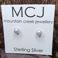 Mountain Creek Fresh Water Silver Pearl Stud Earrings