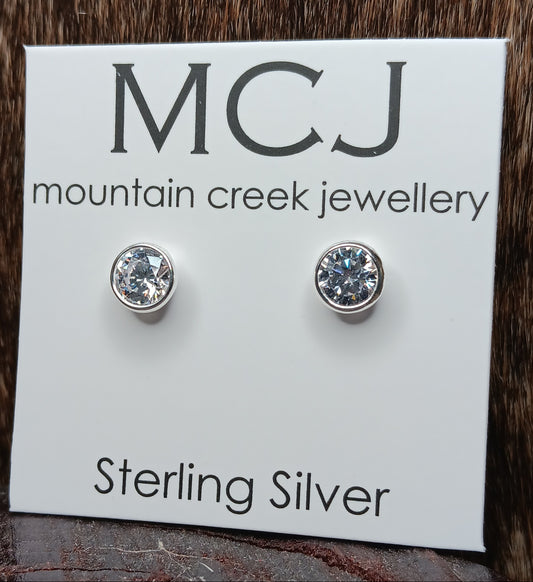 MCJ Sterling Silver & Cubic Zirconia Studs