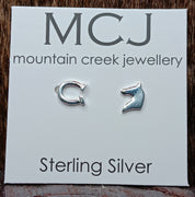 Mountain Creek Sterling Silver Horse Head & Shoe Studs