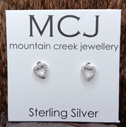 Mountain Creek Sterling Silver  & Cubic Zirconia Heart Studs