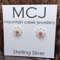 Mountain Creek Sterling Silver & Rose Gold Chamomile Flower Studs