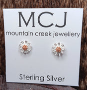 Mountain Creek Sterling Silver & Rose Gold Chamomile Flower Studs
