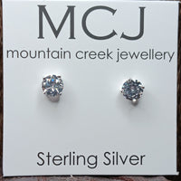 Mountain Creek Sterling Silver& Cubic Zirconia Plain Studs - 6mm